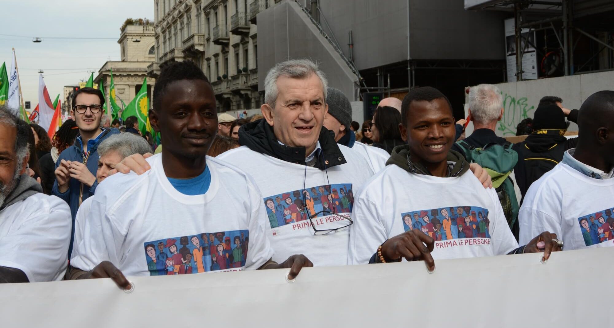 Don Virginio Colmegna alla manifestazione "People - Prima le persone", nel marzo 2019